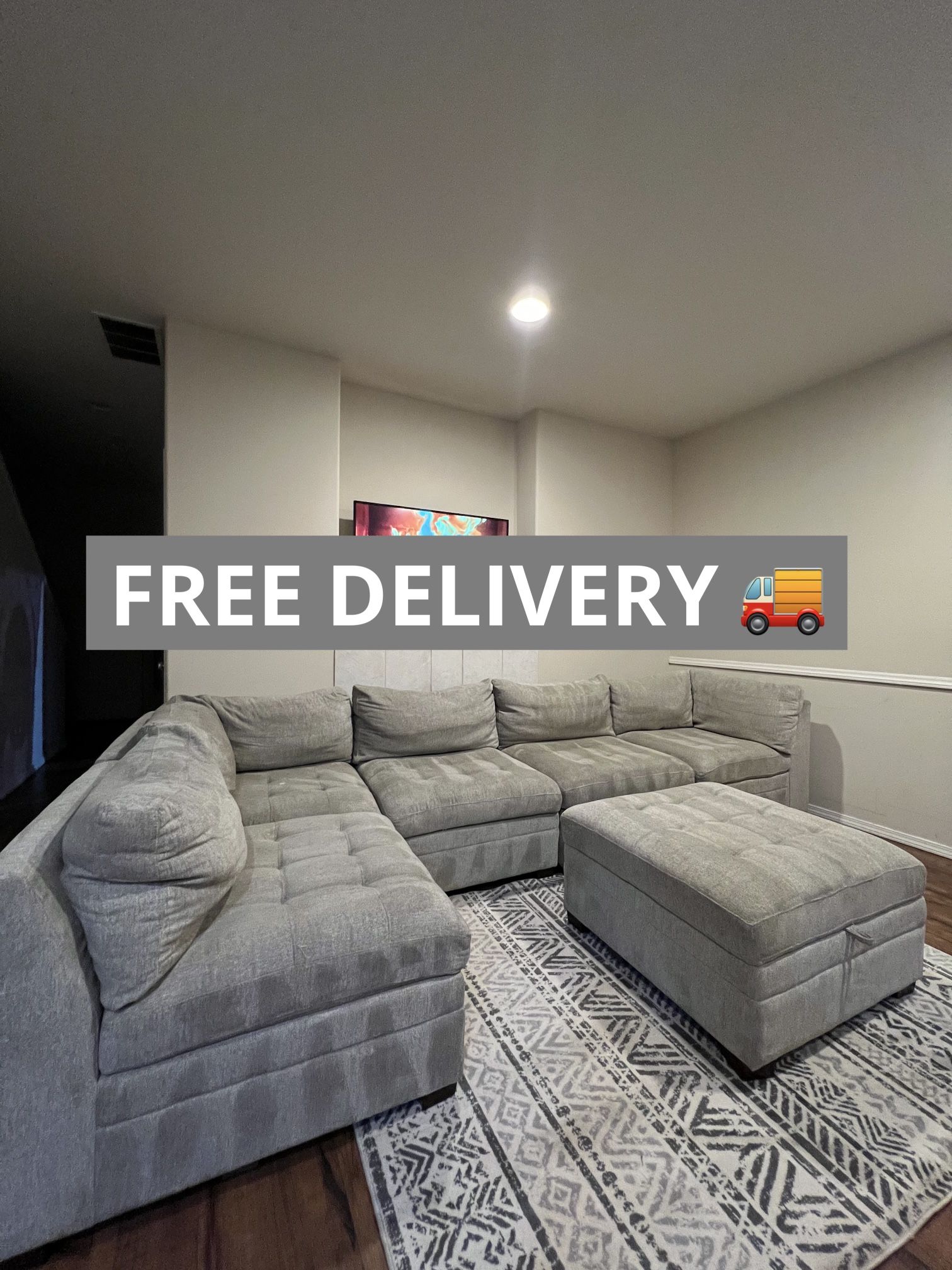 Large Gray Modular Sectional Couch FREE DELIVERY for Sale in