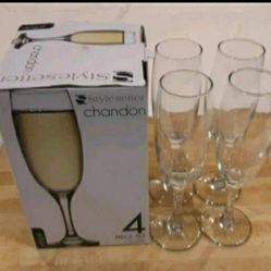 BRAND NEW IN THE BOX STYLE SETTE ABIGAIL COLLECTION CHANDON CHAMPAGNE FLUTE GLASSES 4pc SET 10" TALL HOLDS 7½ oz