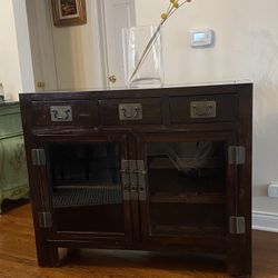 World Market Credenza Buffet Sideboard Wine Bar Rack In Excellent Condition