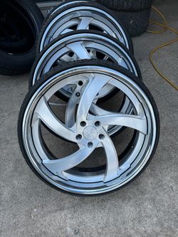 Custom Chrome Brushed Wheels with Tires Set of 4