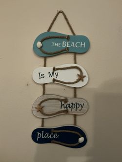 Solid Wood Sandals “The Beach Is My Happy Place”