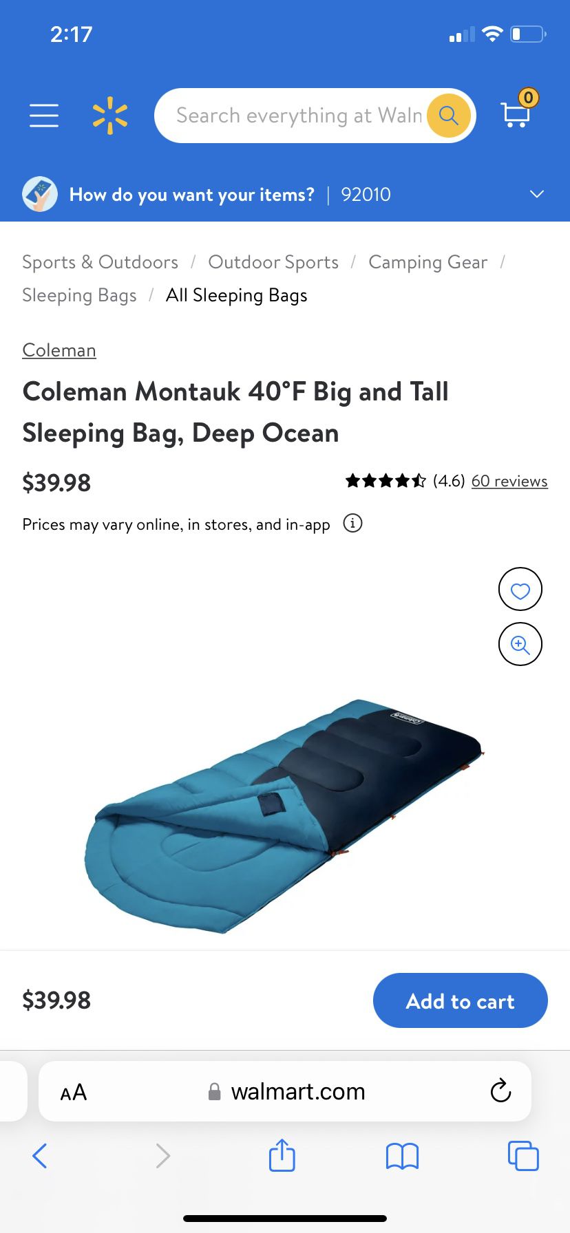 Coleman Camping sleeping bags