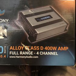 Harmony Audio HA-A400.4 Car Stereo Alloy Amp 4 Channel 800W Full Range Speaker or Sub Amplifier
