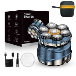 Head Shavers for Bald Men - IPX7 Waterproof Electric Razor with 7D Floating Rotary Blades, LED Display, Wet/Dry Close Shave Grooming Kit for Bald Head