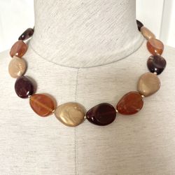 Brown Yellow Orange Beaded Statement Necklace 