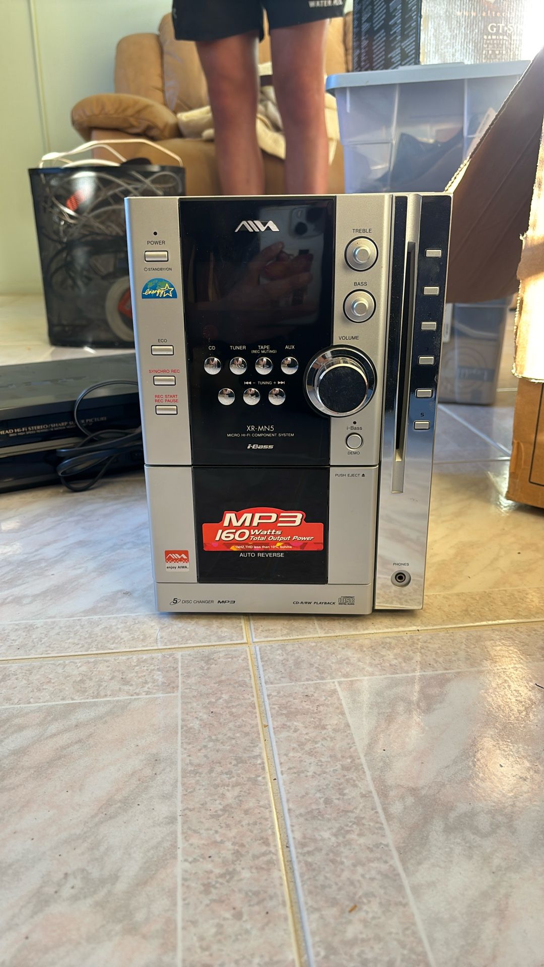 vintage mp3 player with cassette player and cd player and speakers 