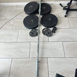 Rogue echo 45lbs bar plus 250lbs of rogue bumper weights