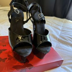 Pleaser All Black Size 7 