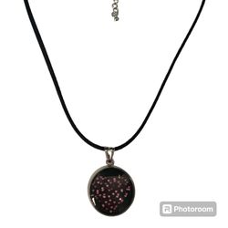 Stainless Steel Heart Pendant Pink Mini Hearts 1 Inch w/ 18” Suede Chain