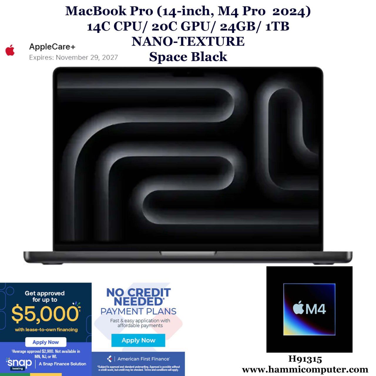 MacBook Pro (14-inch, M4 Pro 2024) 14C/ 20C/ 24GB/ 1TB "H91315"