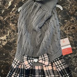 Dog Sweater Dress ( Gray)