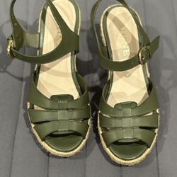 Dione Green Wedge Espadrille Sandals