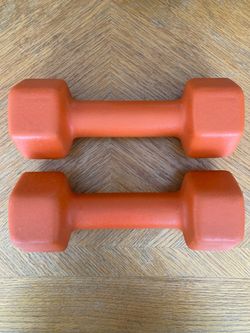 Used 8 lb rubber coated dumbbells set