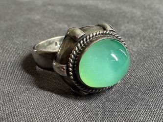 Very nice vintage sterling silver jewelry jade stone ring