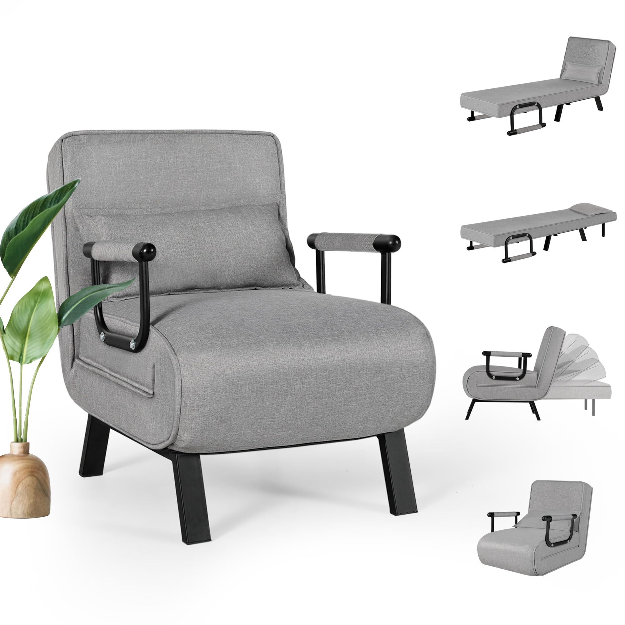 NEW TYBOATLE Folding Chair Bed, Comfy Convertible Sleeper Sofa, 5 in 1 Folding Bed with 5-Position