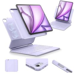 ESR iPad Air 13 Inch Case Keyboard (M3/M2, 2025/2024), Easy-Set Magnetic Stand, Portrait/Landscape Mode, Removable Case w Multi-Touch Trackpad,Purple 