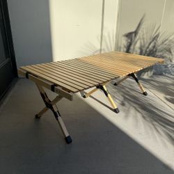 New In Box Wooden Outdoor Portable Foldable Camping  Camp Site Table With Carrying Bag Great For Park Beach Or Picnic 