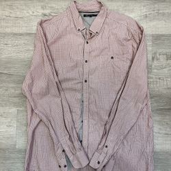 Red And White XL Kenneth Cole New York Micro Plaid Shirt