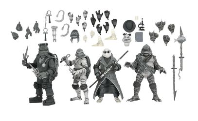UNIVERSAL MONSTERS X TEENAGE MUTANT NINJA TURTLES – BLACK & WHITE TURTLES 7” SCALE ACTION FIGURE Separate Figures