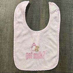 Pink Reversible “Got Milk?” Terry Cloth Baby Bib