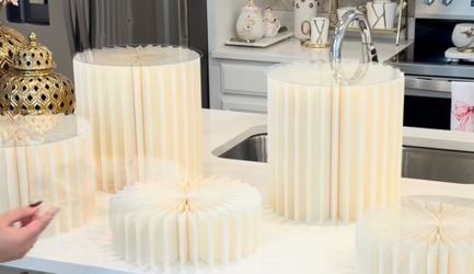 Pillars columns cylinder shape, corrugated paper pedestals. 5 sizes/pieces. Brand new.