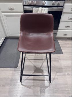 Brown Faux Leather Counter Stool – 24” Seat Height