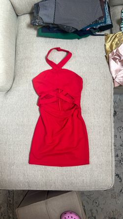 Red Halter Mini Dress with Cutout Detail