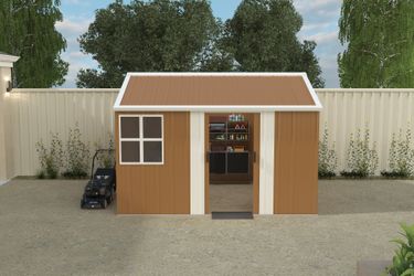 8X10 FT Heavy-Duty Metal Storage Shed with Windows, Lockable Door & Ventilation - Weatherproof Outdoor Garden Shed for Backyard, Lawn, and Tool Organi