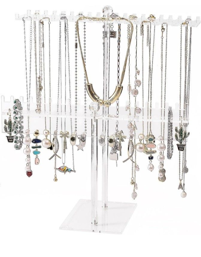 Acrylic Jewelry Stand Organizer, Earring and Necklace Holder, Bracelet Display, Necklace Holder Stand