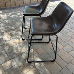 Chairs (Set of 2) - Dark Brown Pleather 