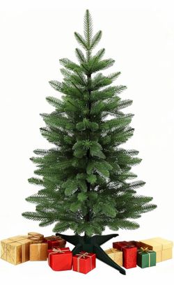 3FT Artificial Small Christmas Tree, Premium PE Tips, Easy Assembly Metal Hinges & Foldable Base, Mini Christmas Tree for Tabletop, Home, Office, Indo