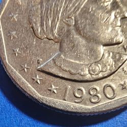 1980-P Susan B Anthony Dollar  With Wide Rim In Good Condition 