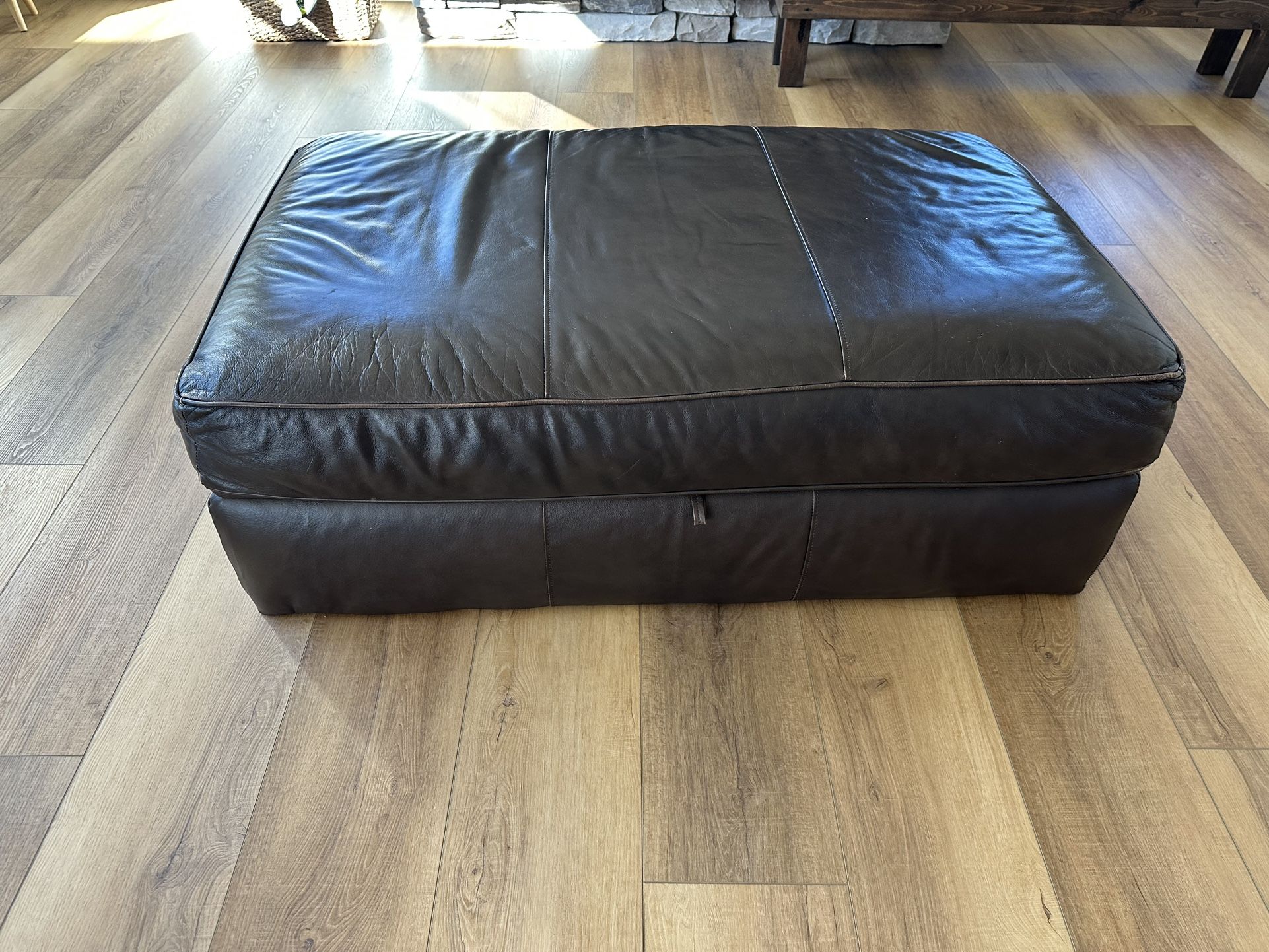 Brown Leather Ottoman