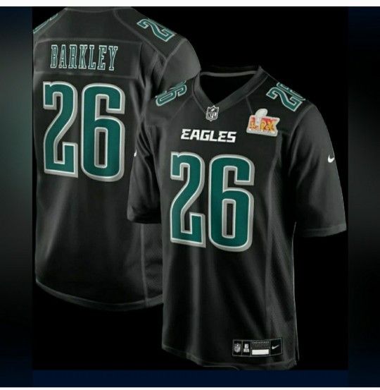 New! #26 Saquon Barkley Philadelphia Eagles Carbon Blak Super Bowl LIX adult LG