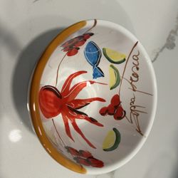  Hand-Painted Italian Ceramic Bowl – Seafood Motif