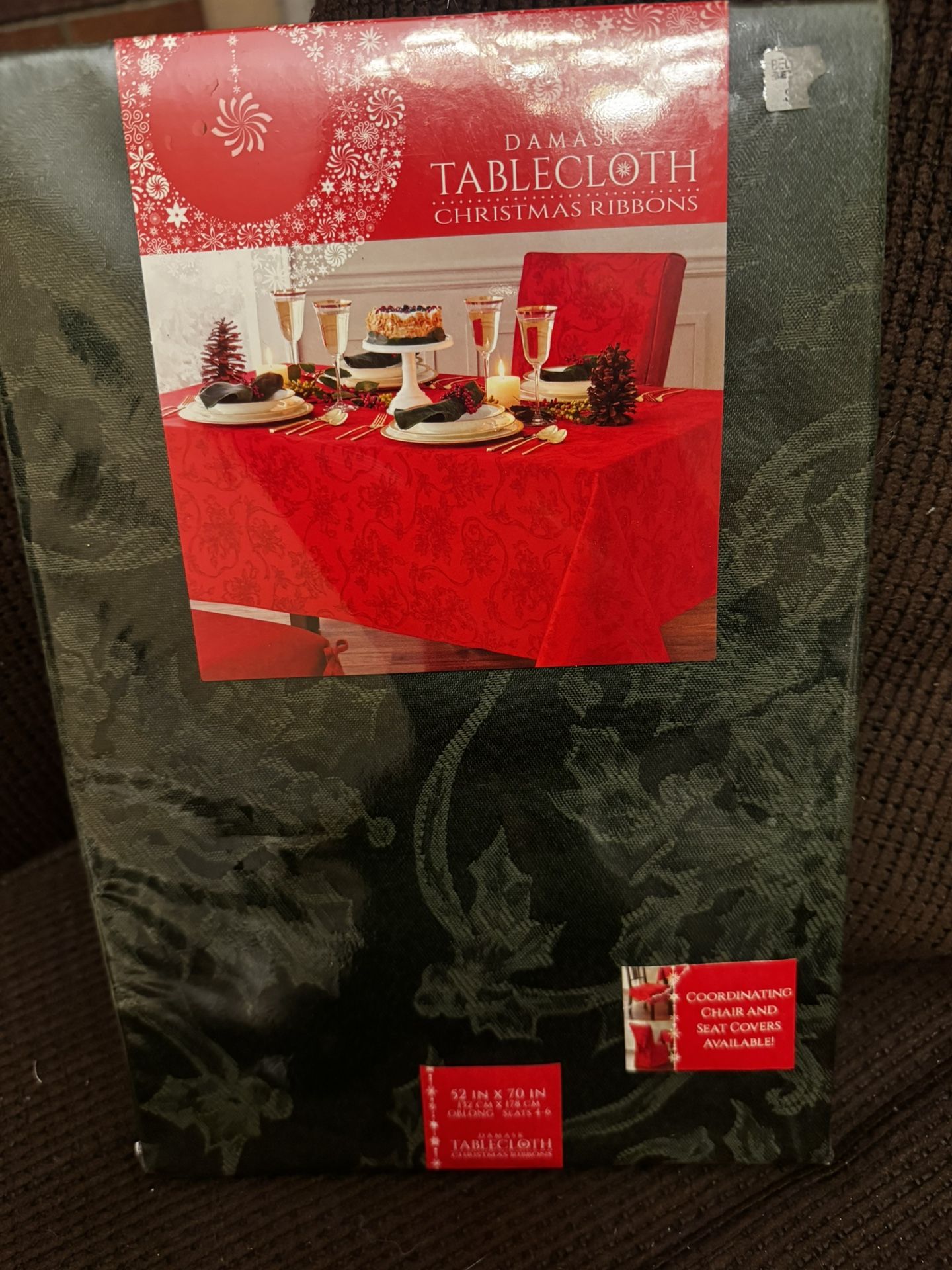 Two Christmas Damask Tablecloths