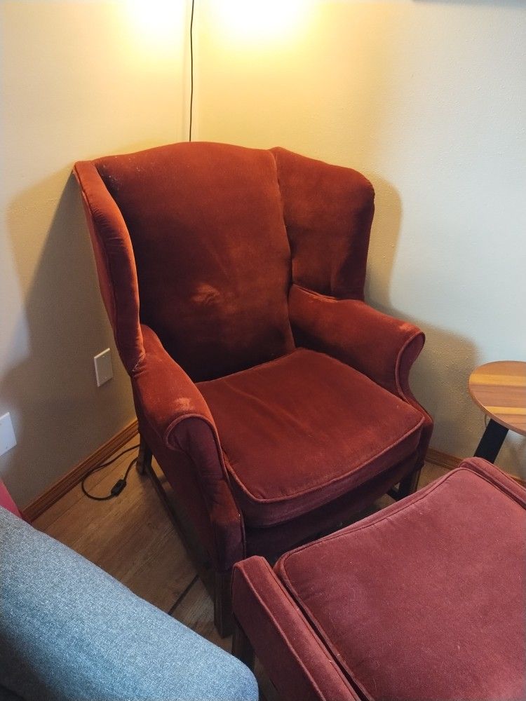 Wingback Chair and Footrest 