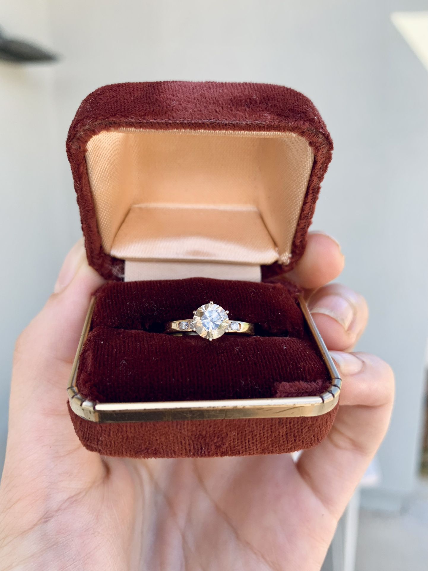 1ct Real Genuine Diamond Wedding Engagement Ring 14 K Gold Size 5 