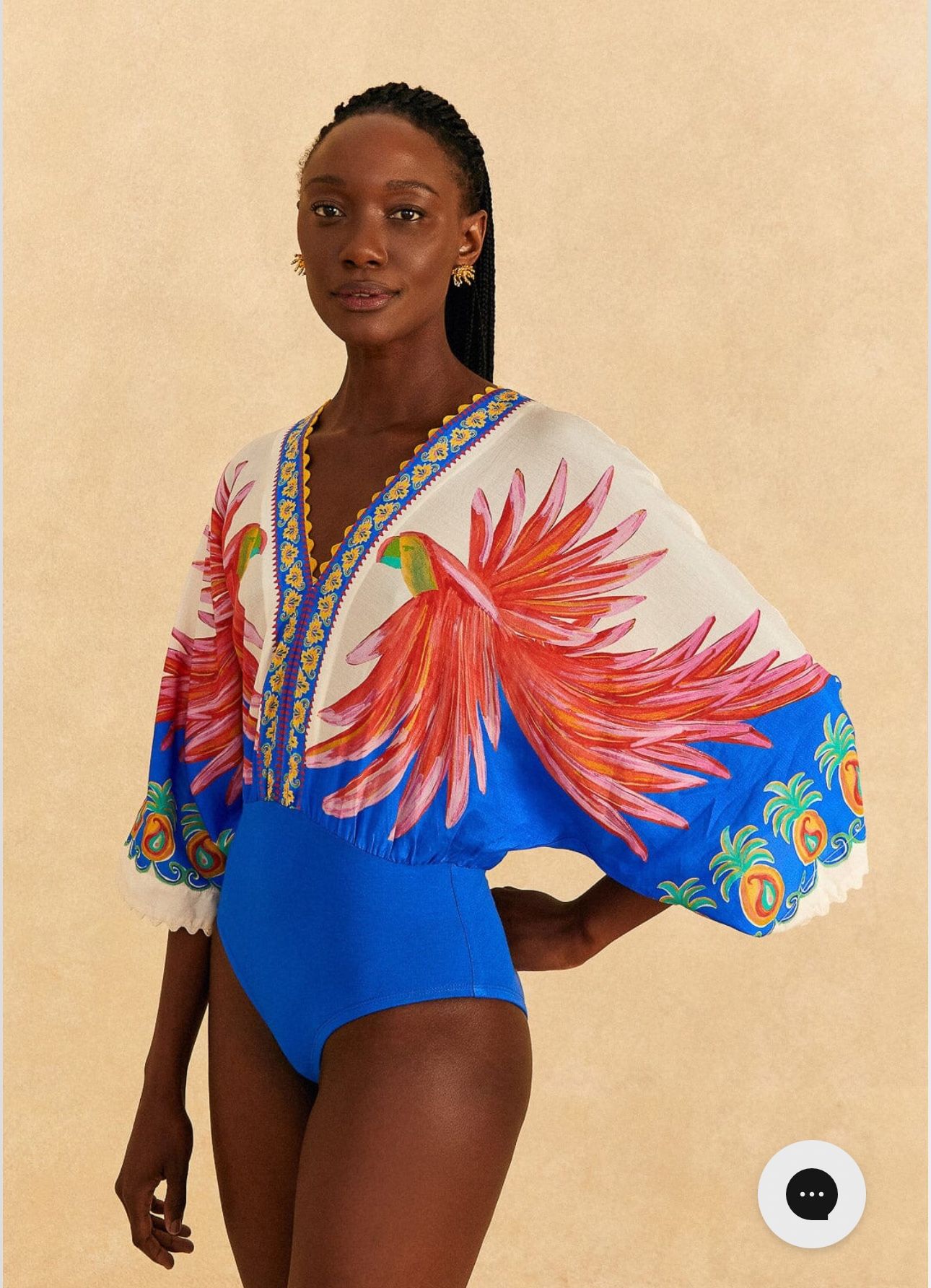 FARM Rio Rainbow Sunset Bodysuit, White, Size M, New $180