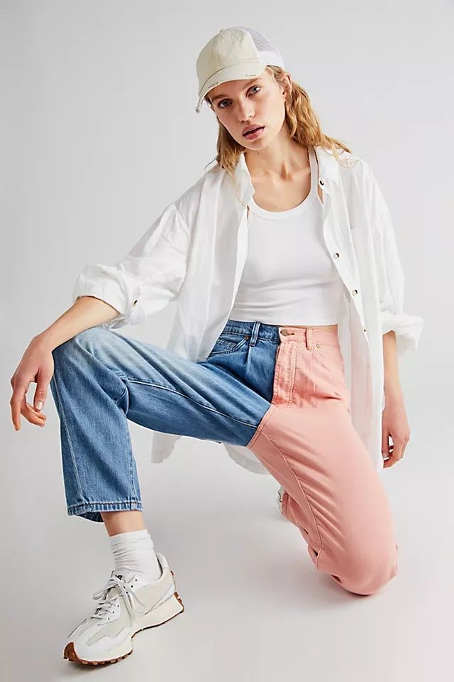 New Free People X Sandrine Rose Colorblock Jeans MSRP $99