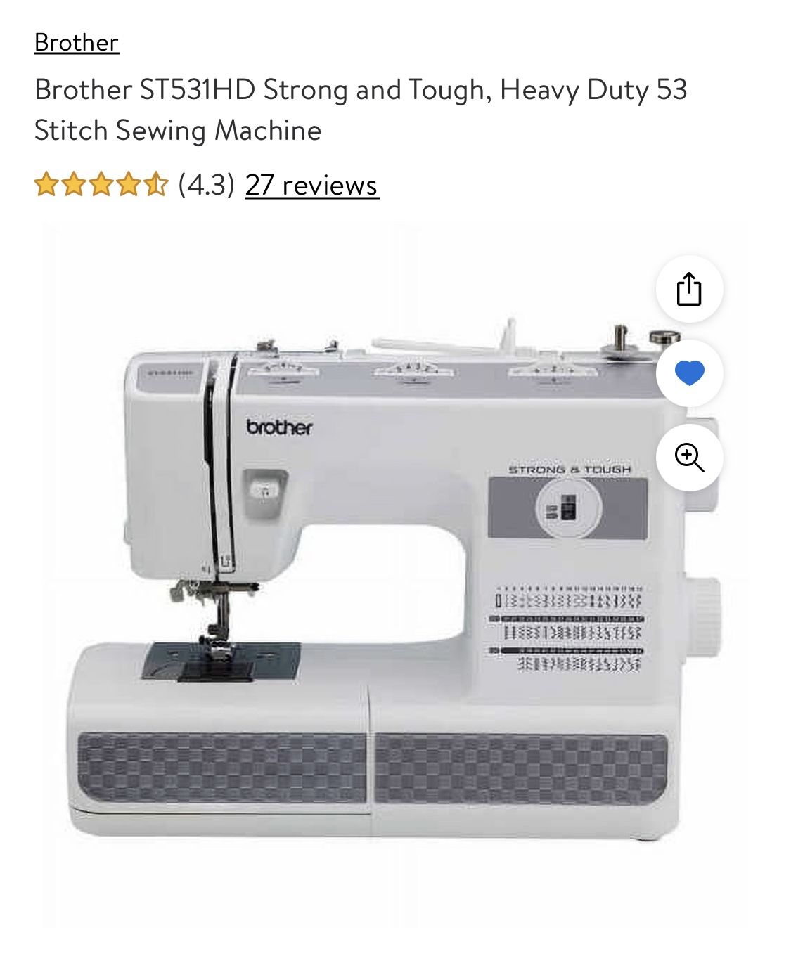 Brother ST531HD Strong And Tough Sewing Machine