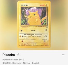 Vintage 2000 Pokémon Base Set 2 Pikachu (87/130) - Wizards of the Coast