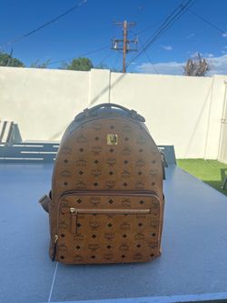 MCM Visetos Stark Backpack Cognac