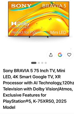 For parts - Sony BRAVIA 5 75 Inch TV