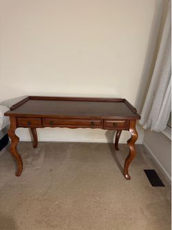 Antique Solid Wood Desk with 3 Drawers