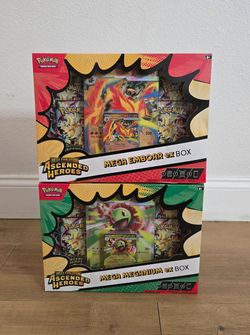 For Sale:
Brand New in Box Pokemon Trading Card Game TCG Mega Evolution Ascended Heroes Meganium and Emboar EX Box