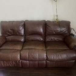 Leather Recliner Couch and Love Seat