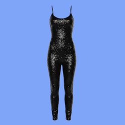 Verte Women’s Black Sequin Cami Jumpsuit with Slim Straps - Tailored