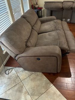 Power Reclining Sofa in Tan Microfiber