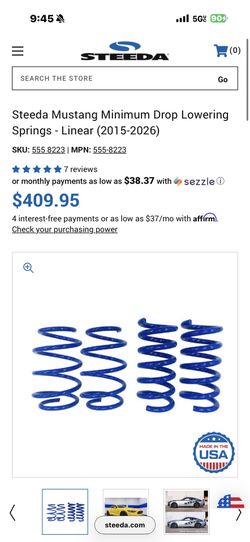 Steeda Mustang Minimum Drop Lowering Springs - Linear (2015-2026)